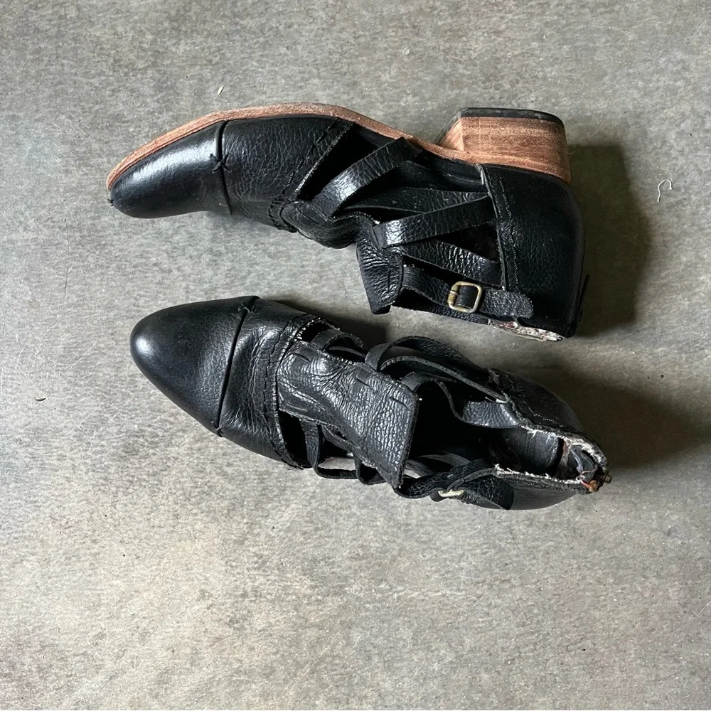 Freebird by Steven Ankle Boots Hope Leather Wood Heels